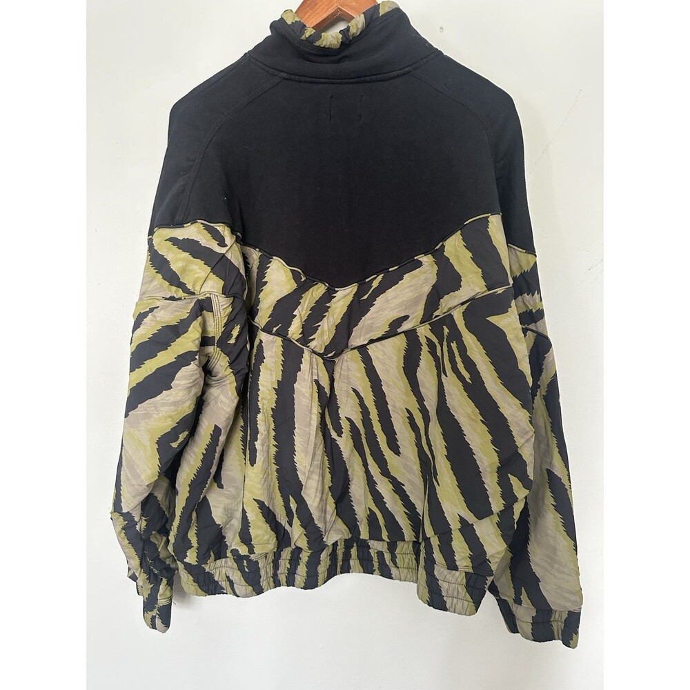 Free People Movement Half Zip Hooded Animal Print Hoodie Pockets Black Green M - Picture 4 of 7
